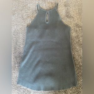ribbed knit halter top with keyhole slate Size L, tags still attached.